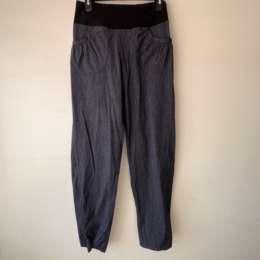 prAna Women's Summit Pant Navy Gray Knit Waist Outdoor Hiking Small
